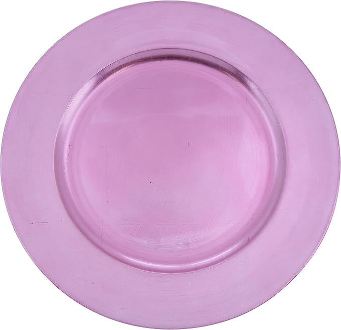 SARO LIFESTYLE Decorative Charger Plates, 13” Round Plastic Charger Plates, Set of 4 – Elegant Table Décor for Events, Weddings & Home Dining, Pink