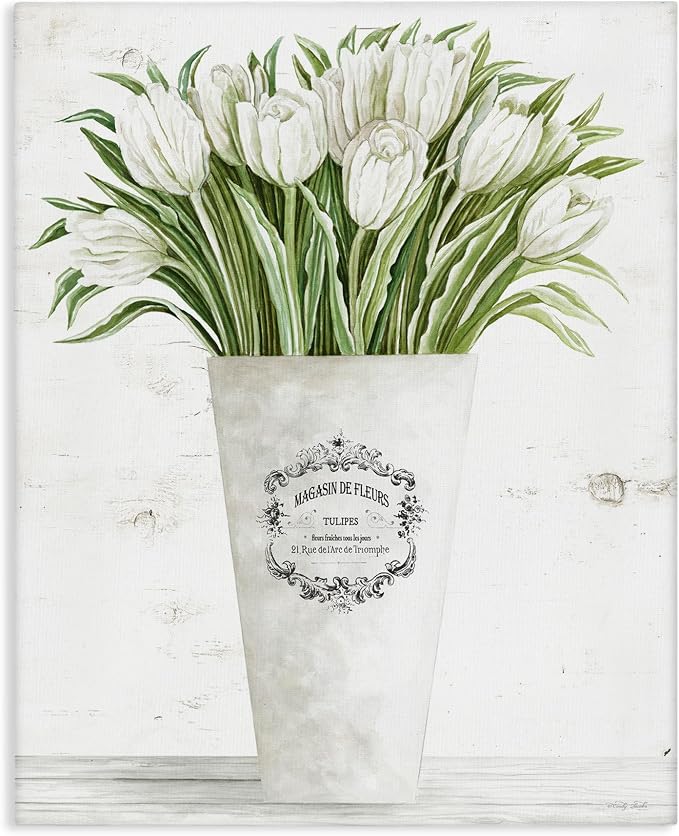 Tulip Bouquet Parisian Vase, 24 x 30 Inch Canvas Wall Art | Stupell Industries · By Cindy Jacobs · Ready to hang · Farmhouse and shabby chic charm · Made in USA