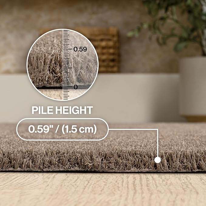 JONATHAN Y Peater Classic Casual Commercial Natural Coir Taupe 3 ft. x 5 ft. Doormat for Entrance, Front Door, Entryway CHG100C-3