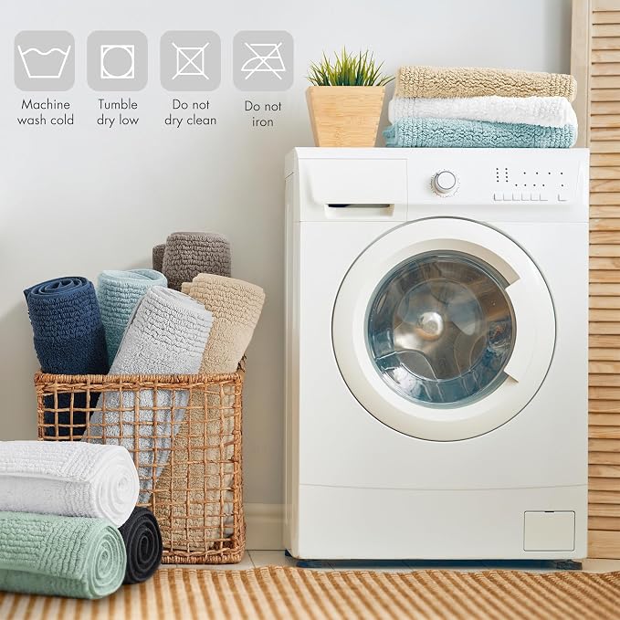 Madison Park Splendor Reversible 100% Cotton Bath Rug, 17 x 24, White | Tufted Bathroom Mat, 3000 GSM, Hotel Quality, Luxurious Plush, Medium Pile, Absorbent, Quick Dry, OEKO-TEX, Shower Room Décor