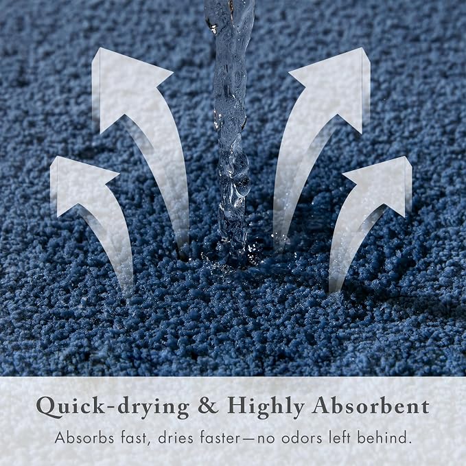 Madison Park Signature Marshmallow Bathroom Rug Non Slip, Luxrurious Plush Bath Mat, Absorbent, Quick Dry, Spa Design Bath Room Décor, 24x72, Navy | Non slip Backing, Spa Quality Luxurious Plush Bath Rug for Bathroom, Quick Dry, OEKO TEX