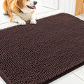 Smiry Dog Door Mat for Muddy Paws 30x20, Absorbent Dirt Trapper, Non-Slip Washable Chenille Entryway Rug for Inside Floor, Brown, Classic Solid