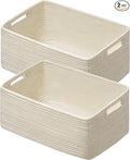 2 Pack Storage Baskets for Organizing, Large Woven Storage Basket, Beige | 17"Lx13"Wx7.5"H, Cotton Rope Basket, Toy Storage, Cube Shelf, Closet Shelf Organizer, Clothes Storage, Home Decor