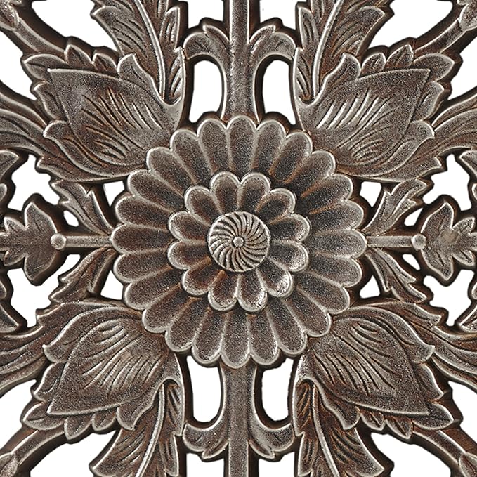 Madison Park Carved Wood Wall Art 2 Piece, Floral Wooden Carving Wall Decor, Bronze Wall Art Living Room Bedroom, Copper Embellished Boho, Ready to Hang, 15.75"W x 31.5"L, Bronze