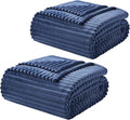 Nestl Blue Throw Blanket for Couch - Cozy Warm Fuzzy Blankets for Women, Set of 2 Small Fleece Throws for Girls - Navy Blue, 50 x 60 Inches