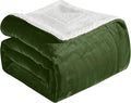 Elegant Comfort Ultra Soft Reversible Flannel Sherpa Blanket - Cozy Silky Fleece Throw for Couch, Bed - Plush Fuzzy Warm Winter Blanket for Gift, Full, Sage