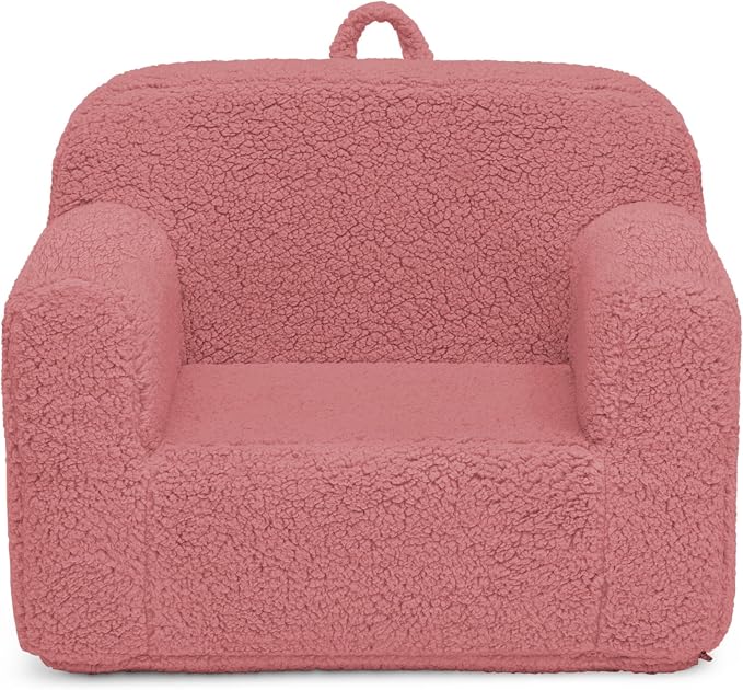 Delta Children Sherpa Cozee Chair - Foam Kids Chair for Ages 18 Months and Up, Rose