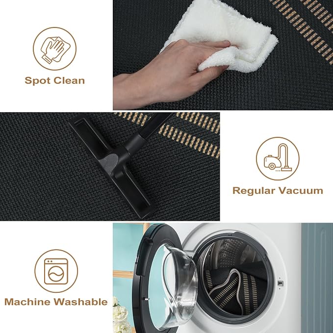 Easy Jute Outdoor Mats for Front Door, 2x3 Small Washable Kitchen Rugs, Farmhouse Black Throw Rug Non Slip Indoor Outdoor Carpet for Porch Entryway Foyer