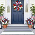 KOZYFLY Striped Rug 2.3x3.6 ft Blue White Front Door Mat Layered Doormats Woven Washable Indoor Outdoor Rug for Entryway Porch Kitchen Patio Welcome Mat Independence Day Decor