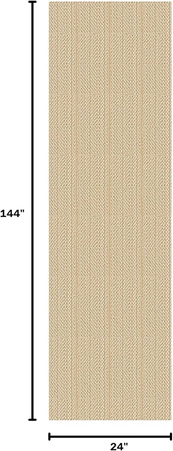 IOHOUZE Washable Runner Rug 2x12 Non Slip Rubber Backed Extra Long Hallway Runner Entryway Runner Indoor, Kitchen Rug Woven Cotton Carpet for Hall Entrance Stair, Warm Beige/Orange/Apricot