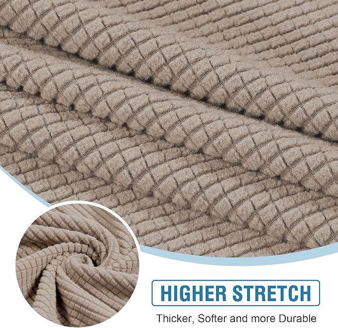 H.VERSAILTEX Sectional Couch Covers 1 Piece Chaise Slipcover L Shape Separate Cushion Couch Cover for Both Left/Right Sectional Couch (Seat Only: 1 Chaises, Sand)