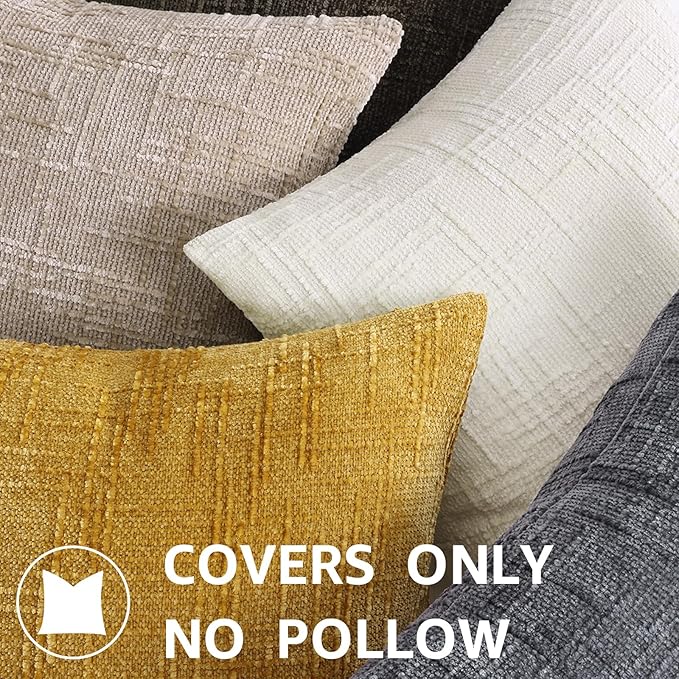decorUhome Dark Brown Chenille Throw Pillow Covers 16x16 Set of 2 Textured Soft Cozy Slubby Couch Pillow Covers Modern Farmhouse Boho Decorative Pillow Cases for Bed Sofa Living Room