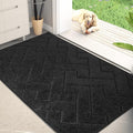 PURRUGS Dirt Trapping Door Mat 34" x 59", Non-Slip Machine Washable Entry Rug, Dog Doormat, Indoor Front Door Mat, Super Absorbent Entryway Rug for Muddy Shoes & Paws, Black