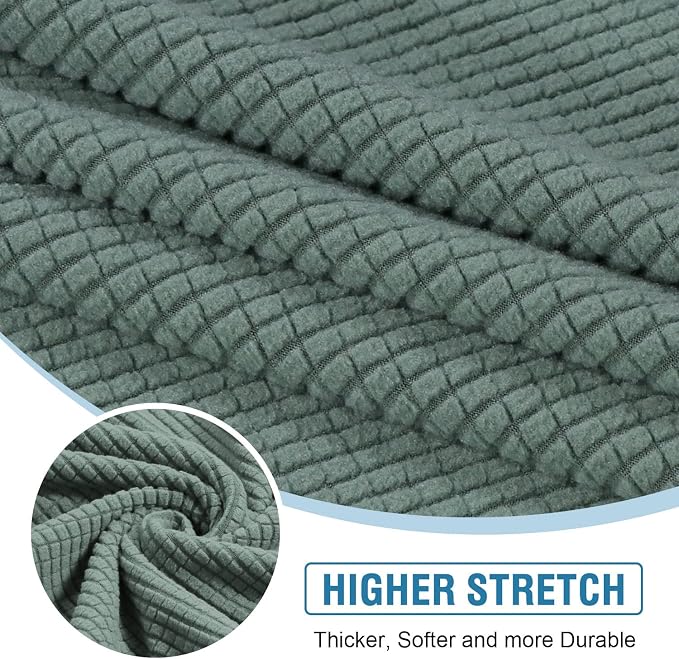 H.VERSAILTEX Sectional Couch Covers 1 Piece Chaise Slipcover L Shape Separate Cushion Couch Cover for Both Left/Right Sectional Couch (Seat Only: 1 Chaises, Sage)