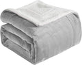 Elegant Comfort Ultra Soft Reversible Flannel Sherpa Blanket - Cozy Silky Fleece Throw for Couch, Bed - Plush Fuzzy Warm Winter Blanket for Gift, Full, Silver Grey