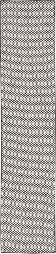 Nourison Home Courtyard Ivory Charcoal 2'2" x 10' Area Rug - Easy Clean, Non Shedding, Bed Room, Living Room, Dining Room, Kitchen (10' Runner)