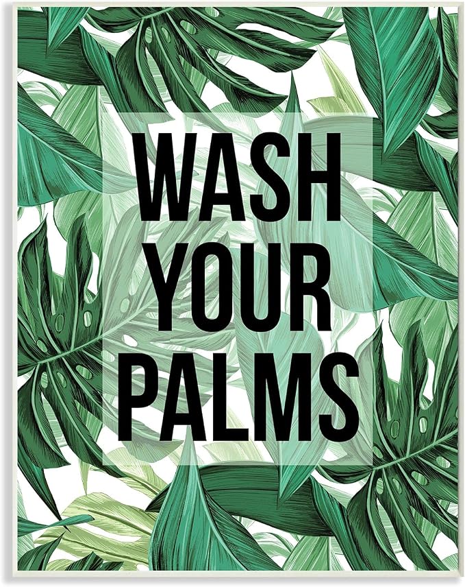Bathroom Palm Phrase, 13 x 19 Inch Mounted Print on Wall Plaque | Stupell Industries · By Lil' Rue · Ready to hang · Great for bath and laundry spaces · Made in USA
