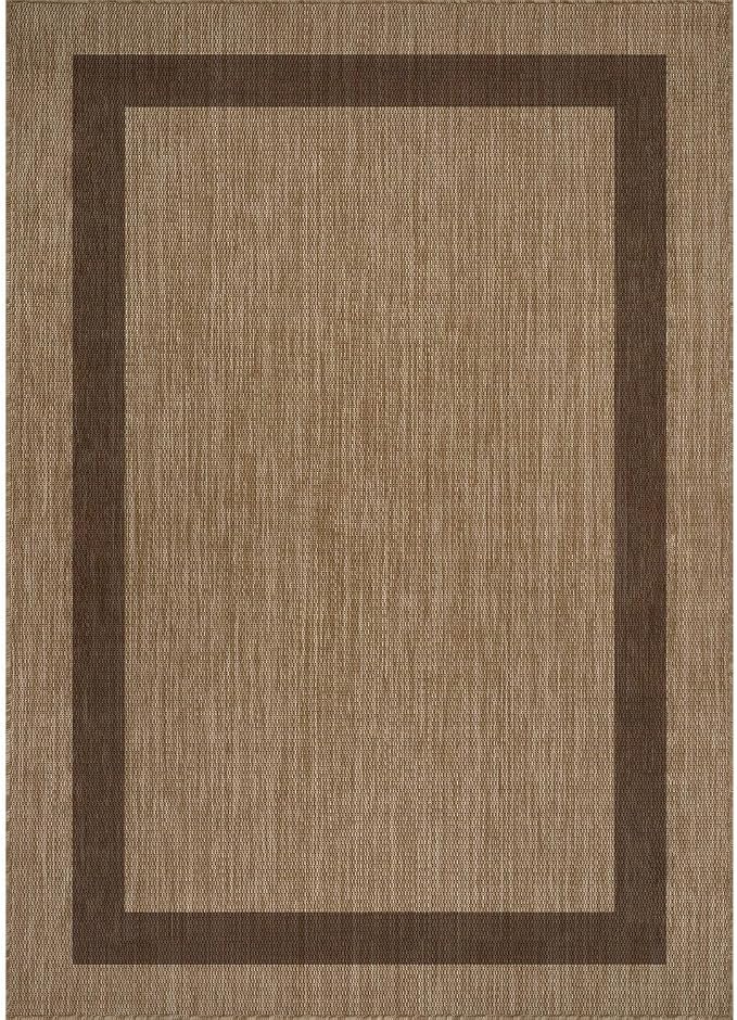 CAMILSON Outdoor Rug 9x12 - Large Modern Outside Rugs for Patios Porches Waterproof Durable Washable Non-Shedding, Easy-to-Clean Indoor Outdoor Area Carpet (9 x 12, Bordered - Jute)