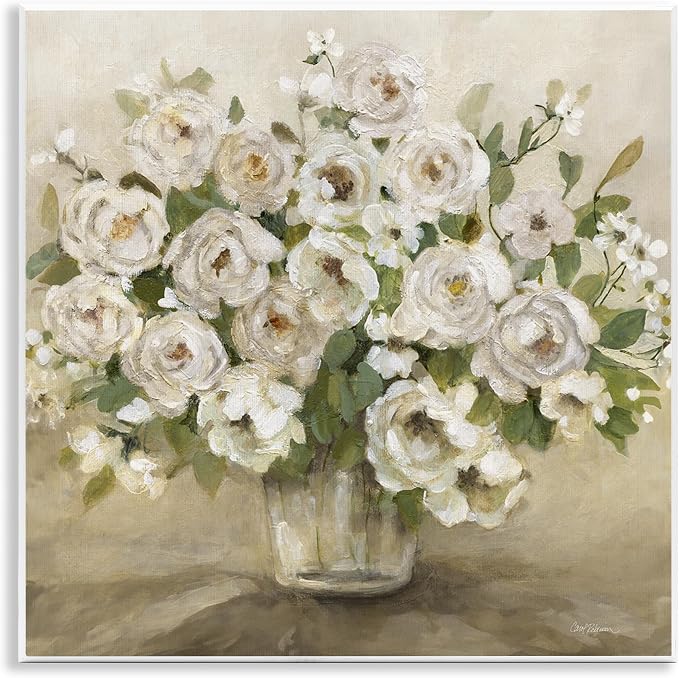 Round Roses with Green Leaves, 12 x 12 Inch Mounted Print on Wall Plaque | Stupell Industries · By Carol Robinson · Ready to hang · Great for living room or family room · Made in USA