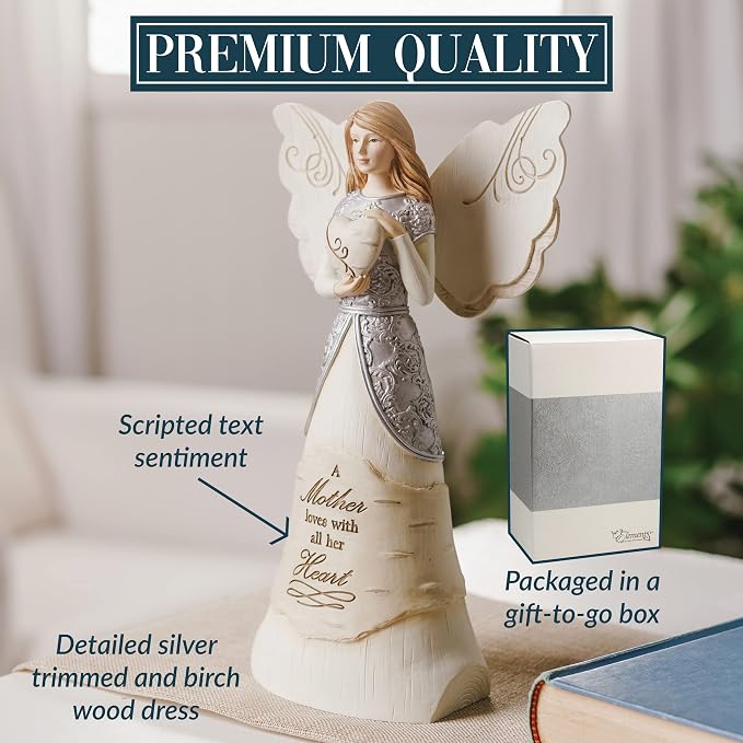 Pavilion-Mother - 8" Angel Holding a Heart,Beige