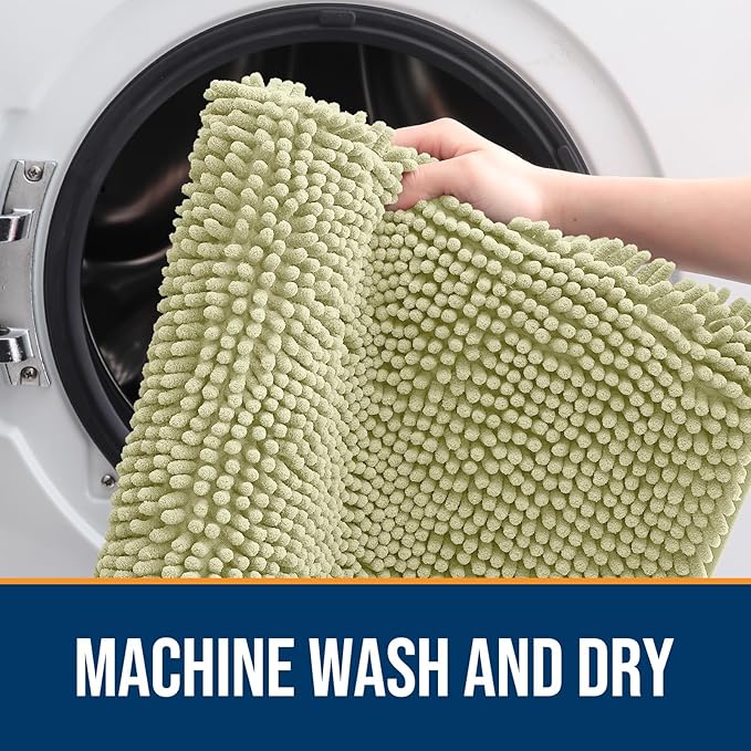 OLANLY Dog Door Mat for Muddy Paws 47x20, Absorbs Moisture and Dirt, Absorbent Non-Slip Washable Doormat, Quick Dry Chenille Mud Mat for Dogs, Entry Indoor Entryway Carpet for Inside Floor, Vanilla