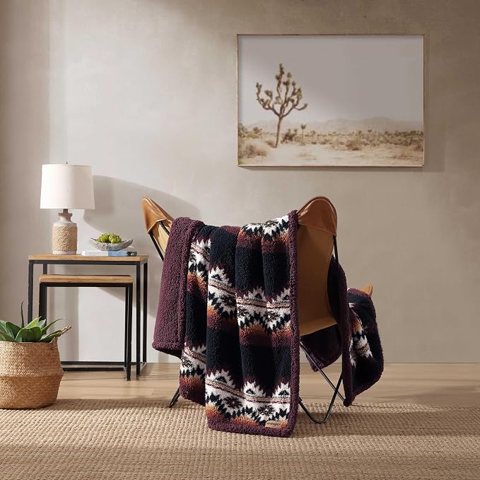 Wrangler - Blanket, Super Soft Bedding with Sherpa Reverse, Yellowstone Inspired Throw Blanket for Couch or Bed (Mountain Fog Brown, 50" x 70")