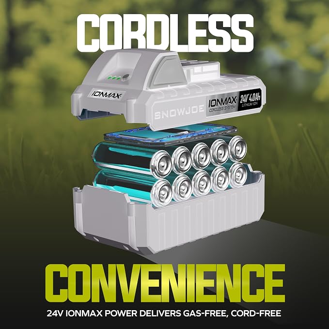 Sun Joe 24V-CRLM15 24V Cordless IONMAX Push-Reel Mower with 360W Motor, 15-Inch 5-Blade RAZOREEL System, and 11.9-Gallon Collection Bag | 15-Inch Cutting Width, 360W Motor - Heavy-Duty Yard Trimmer for Gardening Care and Maintenance, IONMAX