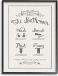 Stupell Industries 'Guide to Bathroom Procedures Linen Look', Framed Giclee Art, Black, 24 x 30 Inches, Easy to Hang and Sturdy, Made in USA, by Lettered and Lined