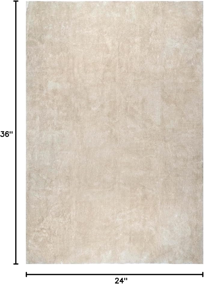 nuLOOM Loni Cream Solid Washable Area Rug, 2' x 3'