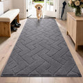 PURRUGS Dirt Trapping Door Mat 32" x 70", Non-Slip Machine Washable Entry Rug, Dog Doormat, Indoor Front Door Mat, Super Absorbent Entryway Rug for Muddy Shoes & Paws, Grey