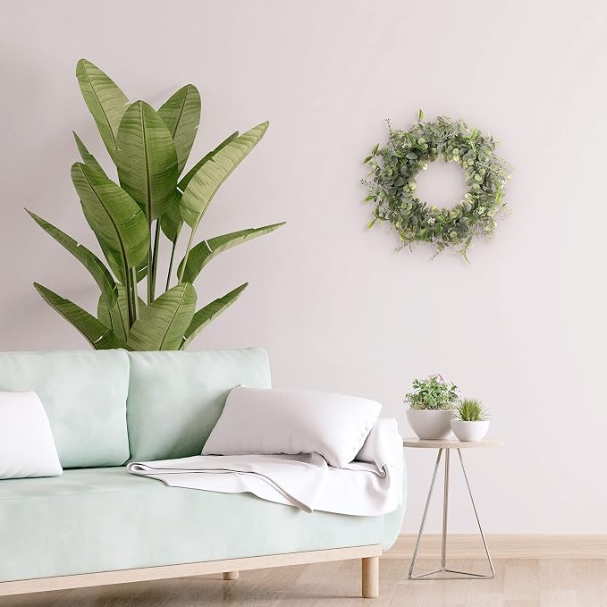 24" Artificial Eucalyptus Spring Wreath with Green Leaves