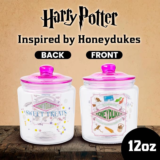 Silver Buffalo Harry Potter Hogsmeade Honeydukes Sweets, Glass Jar with Lid | Wizarding Treats, Cookie Snack Candy, Small Size