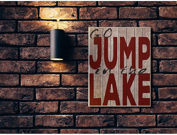 'Go Jump In The Lake Country Typography Red'| Wall Plaque Art | Stupell Industries | 10 x 15 Inches, Easy to Hang and Sturdy, Made in USA, by Regina Nouvel