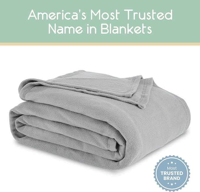 Full/Queen Size Microfleece Blanket | Fleece Bed Blanket | All-Season Comfort | Supersoft Lightweight | Plush Throw Blanket for Bed Couch or Sofa | Pet-Friendly | Light Grey