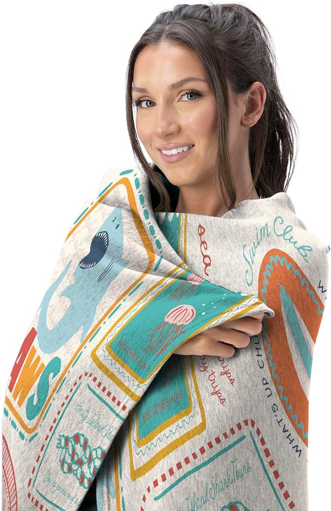 Northwest Jaws Post Stamps Silk Touch Throw Blanket 60x80 inches
