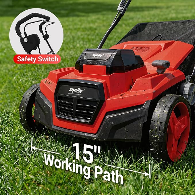 Cordless Dethatcher and Scarifier Compatible with Milwaukee 18V Battery | Tool Only, 15" Electric Brushless Lawn Dethatcher, Dual Battery Powered, Air Boost Technology, 12-Gal Collection Bag,5 Depths