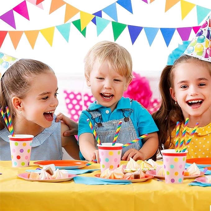 LOVENJOY 5 Assembled Felt Rainbow Banner Garlands, Colorful Pennant Buntings for Classroom or Birthday Party Decoration