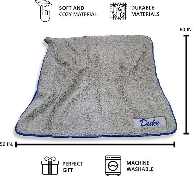 Logo Brands NCAA Frosty Fleece Blanket (50" x 60") – Soft & Warm Sherpa Material with Team Logo, Team Color Trim, Great Gift for Alumni & Students