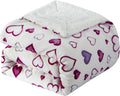 Elegant Comfort Luxury Valentine’s Day Sherpa Throw Blanket Ultra-Soft Cozy Velvet Pink Hearts Fleece Throw - Micromink Sherpa for Her, Wife, Girlfriend, Sherpa Reversible Blanket- Mia