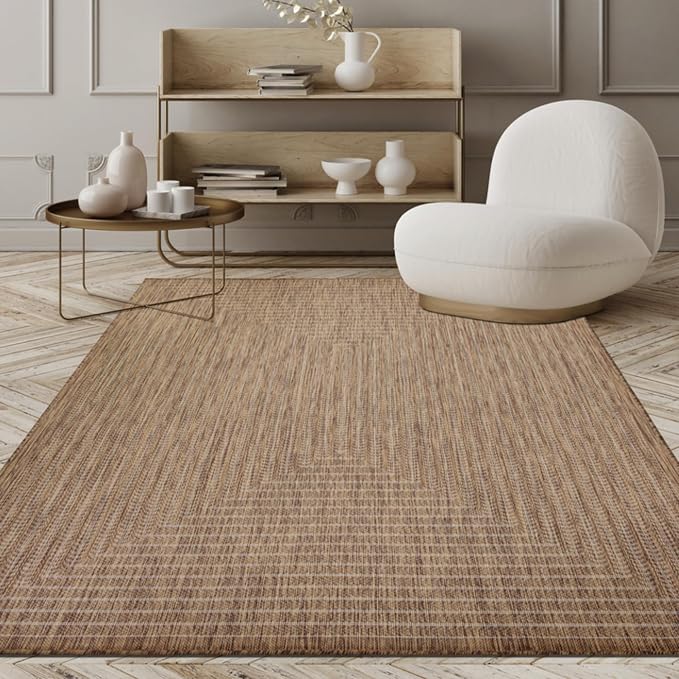 Adiva Rugs Outdoor Indoor Area Rug, Weather Resistant, Easy to Clean, Stain Resistant Floor Mat for Dining Room, Backyard, Deck, Patio (Wooden, 2'6" x 7')
