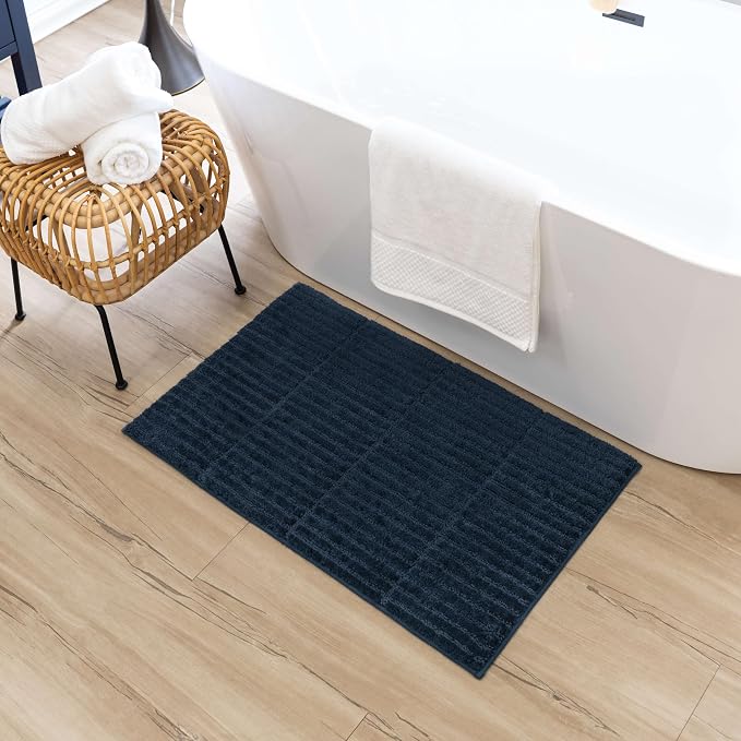 Mohawk Home Sanctuary Casual Solid Navy Blue 1' 8" X 2' 10" Bath Mat Perfect for Bathroom