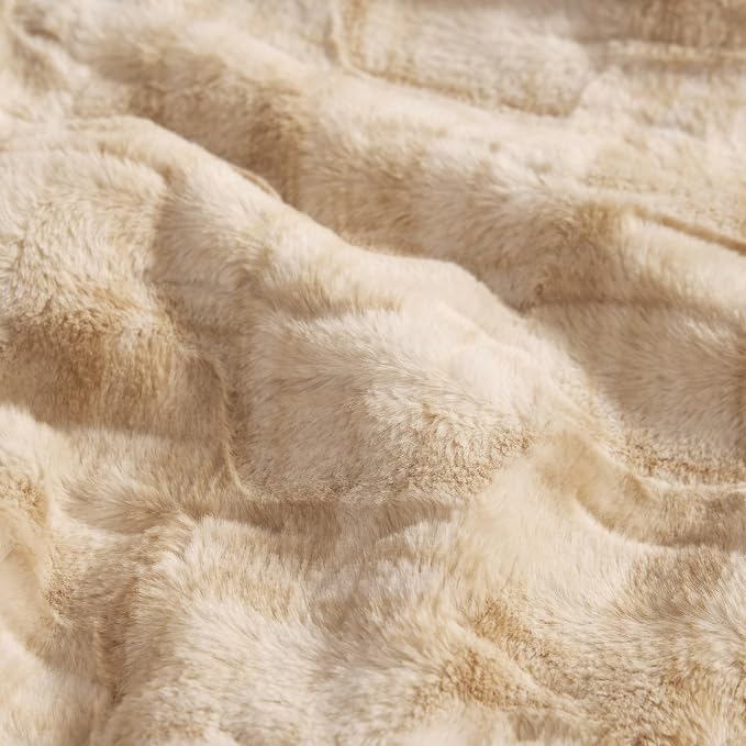 Nine West Faux Fur Throw Blanket, 50"x70", Safari Brown