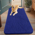 Smiry Dog Door Mat for Muddy Paws 48x30, Absorbent Dirt Trapper, Non-Slip Washable Chenille Entryway Rug for Inside Floor, Navy Blue, Classic Solid