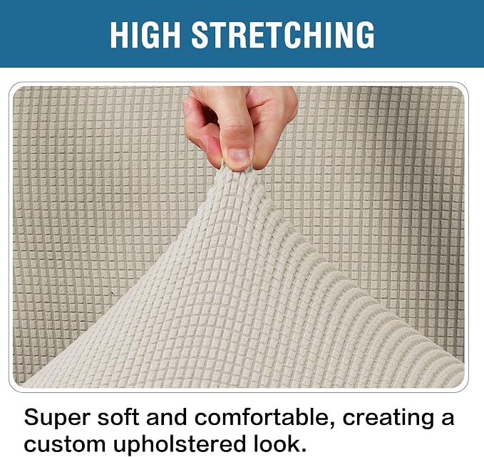 H.VERSAILTEX Ottoman and Sofa Seat Cushion Combined Cover Slipcover Rectangle Sofa Slipcover Fit Length 56'-75' Suitable for L Shaped Seat Cushion Cover or Chaise Part Cover Thick Soft - Island Fossi