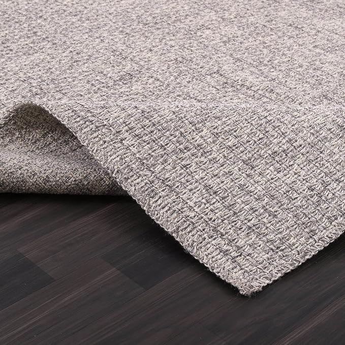 Easy Jute Door Mat, 2x3, Grey, Indoor, Outdoor, Silver, Solid, Rustic Style, Easy-Clean Rug, Woven, Carpet, for Living Room, Bedroom, Dining Room, Hallway, Office, Entryway or Patio, Deck, Porch