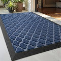 DEXI Front Door Mat Outside Entrance, 2x3 Heavy Duty Entry Doormat Dirt Trapper with Rubber Back, Non Slip Low Profile Floor Mats for Entryway Exterior Patio, Floral Blue