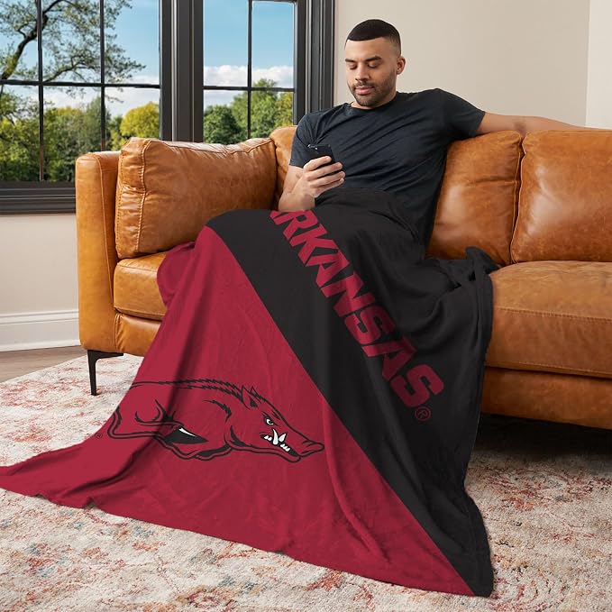 Northwest NCAA Silk Touch Throw Blanket, Ultra Soft Plush Polyester, Lightweight Warm Decorative Fan Gift, 46 x 60 in