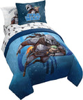 Jay Franco Kids Bed Set, Blue, The Mandalorian, 7 Piece Full | Cozy Soft Bedding for Stylish Room Décor with Comforter, Sheets & Pillow Covers