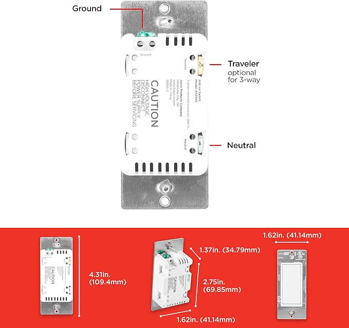 UltraPro Add-On Switch QuickFit and SimpleWire, In-Wall White Rocker Paddle Only, Z-Wave ZigBee Wireless Smart Lighting Controls, NOT A STANDALONE Switch, 2 Pack, 54905