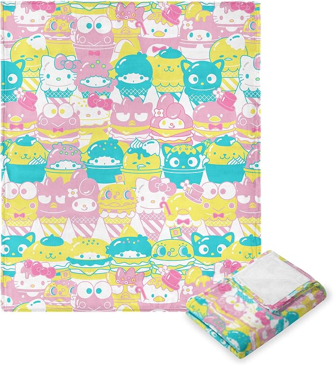 Northwest Hello Kitty Silk Touch Throw Blanket, 50" x 60", Friends Snacks